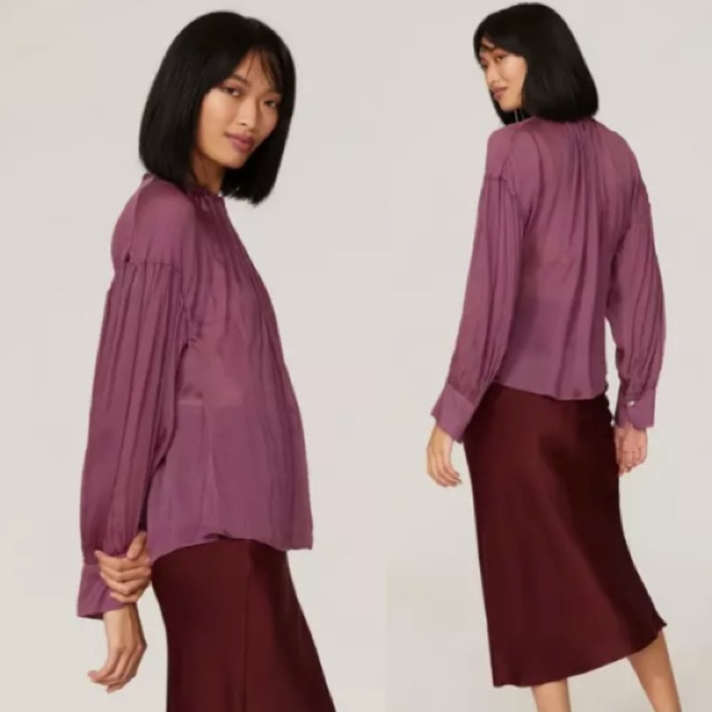 Vince Mauve Long Sleeve Blouse